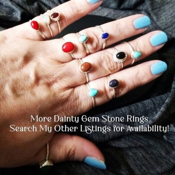 Trendy! Tiny Dainty Lapis Lazuli Sz 6 - Modern Minimalist Boho Midi Rings - Picture 6 of 6
